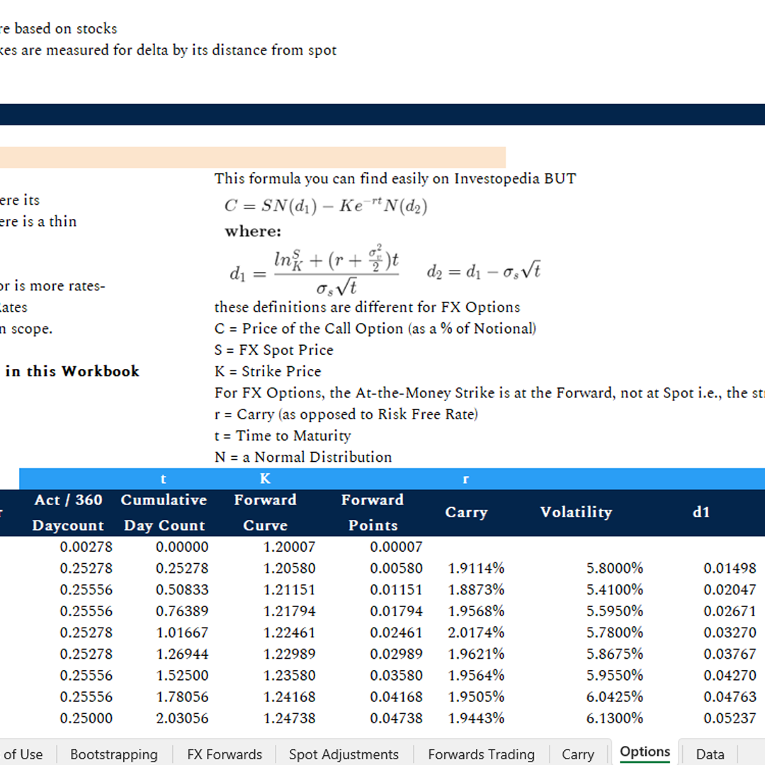 EXCEL Guide: FX Forwards, Carry and Options