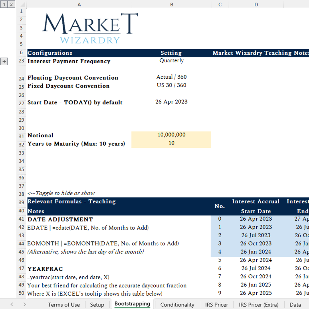 EXCEL Guide: Bootstrapping & Interest Rates Swaps