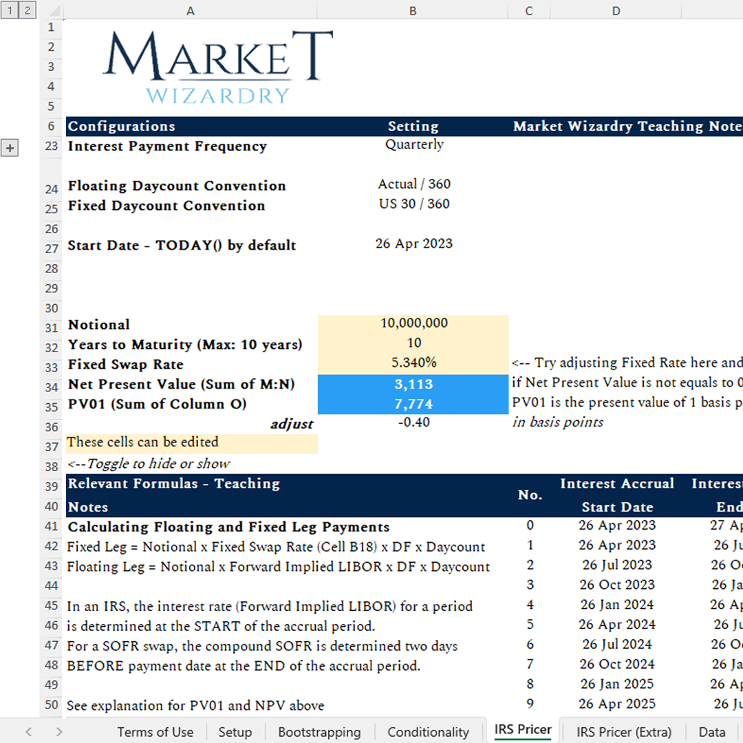 EXCEL Guide: Bootstrapping & Interest Rates Swaps